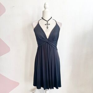 Y2K Express Black Halter Dress 2000s Gothic‎ Indie Sleaze Night Out Medium